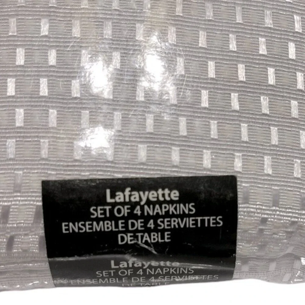 Homewear Lafayette Set of 4 Fabric Napkins White 18”x18”